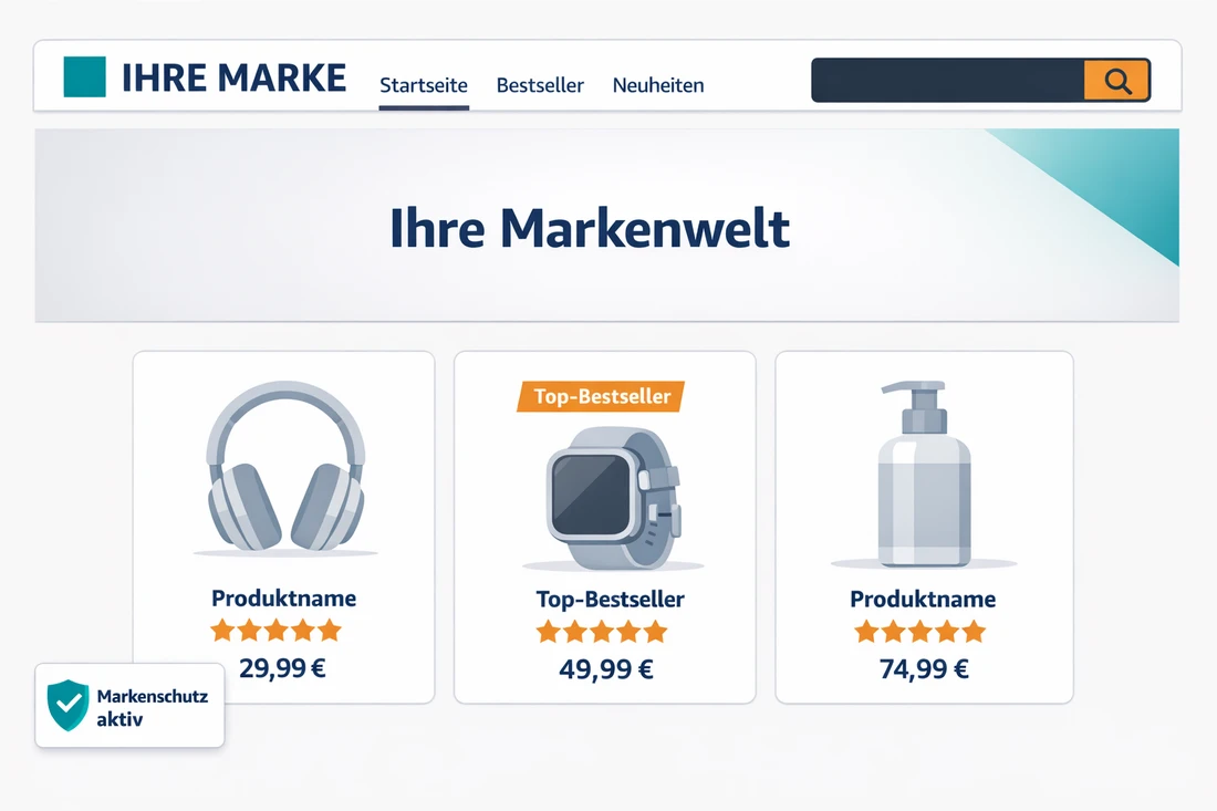 Amazon Brand Store mit eigener Markenwelt, 100% Buy-Box-Anteil und aktivem Markenschutz