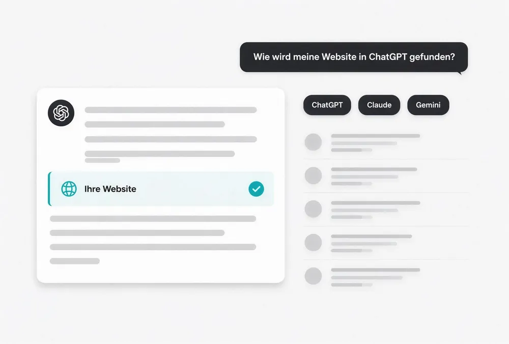 KI-Antwort zitiert eine Website als Quelle: Sichtbarkeit in ChatGPT, Claude und Gemini statt klassischer Trefferliste