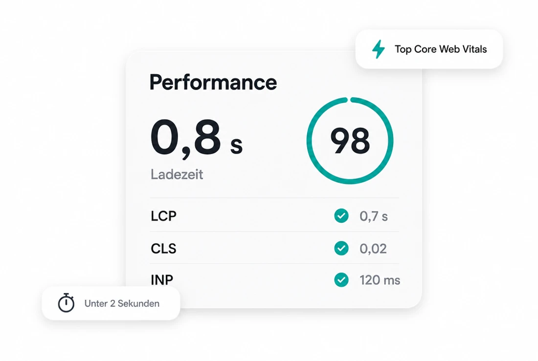 Performance-Analyse mit PageSpeed-Score und Ladezeit-Kennzahlen