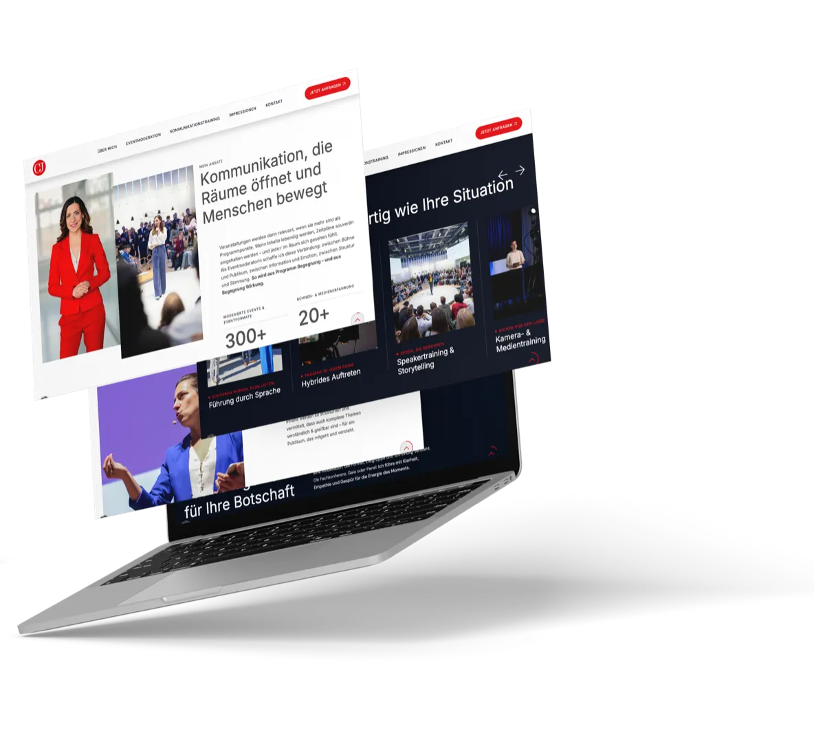 Relaunchte Website von Carina Jantsch auf einem Laptop