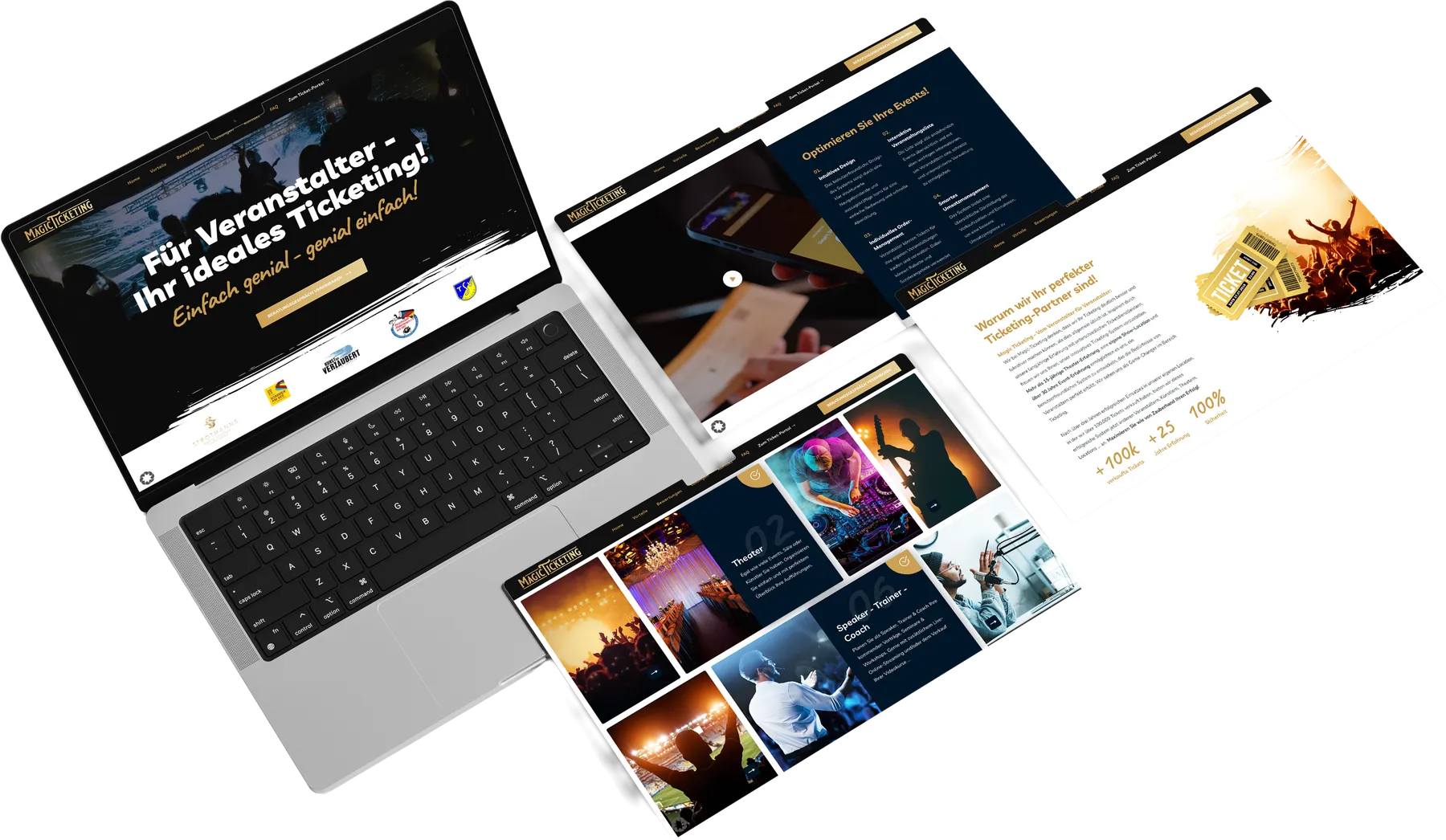 Webdesign-Referenz Magic Ticketing: Eventseiten auf mehreren Screens