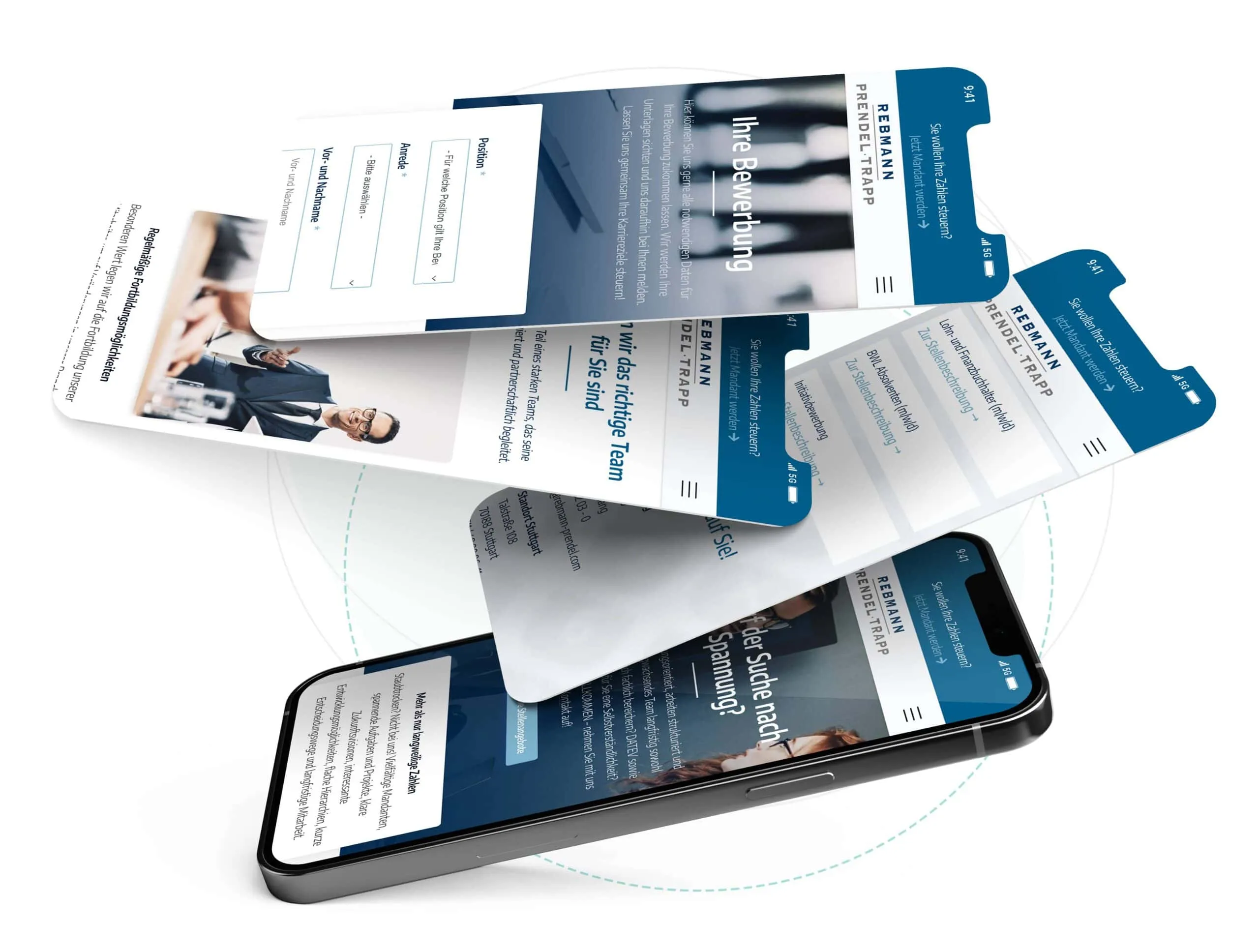 Karriereportal für RPT Steuerberatung, mobile Ansichten der neuen Website