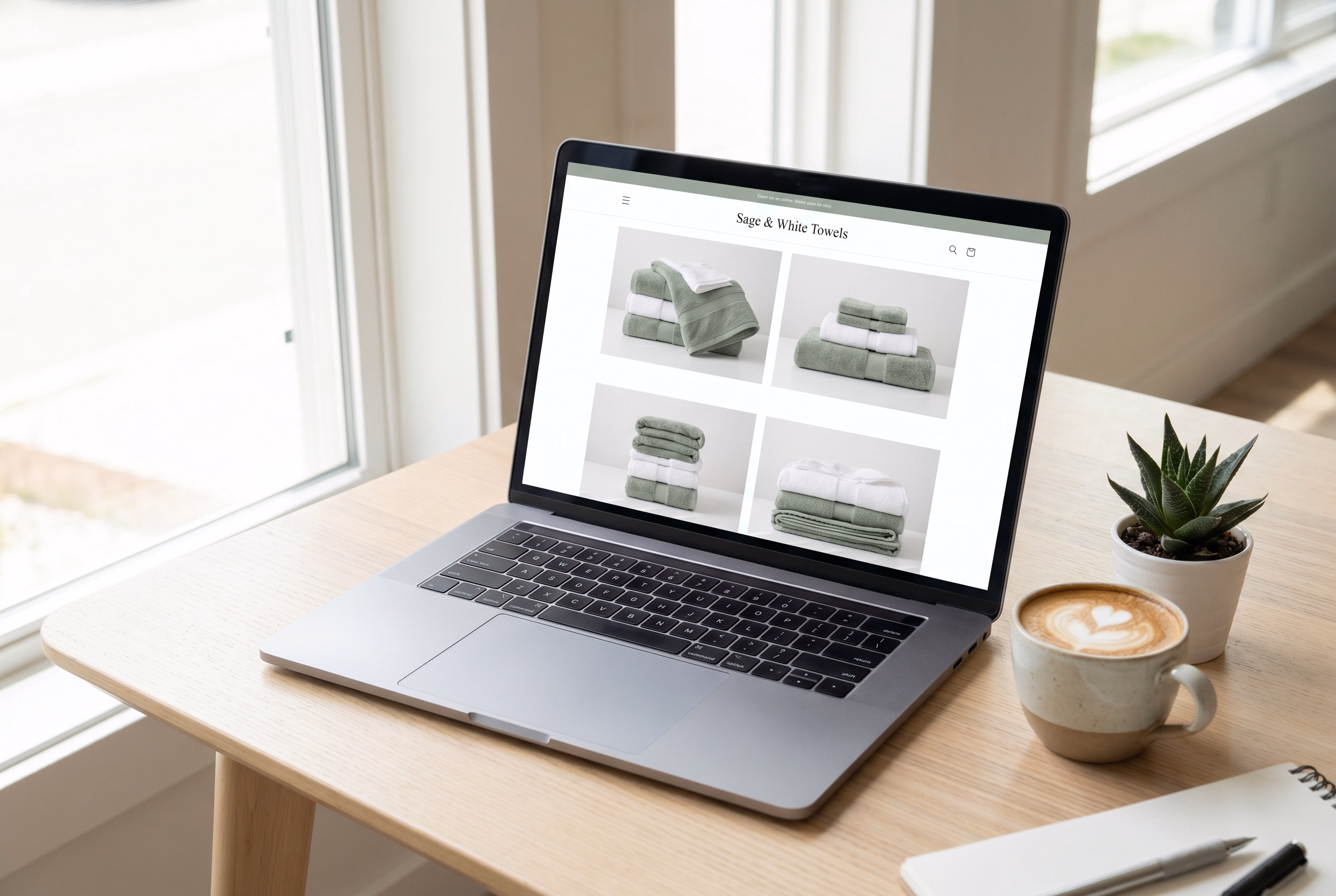 Fertige Produktbilder im Onlineshop auf einem Laptop-Bildschirm
