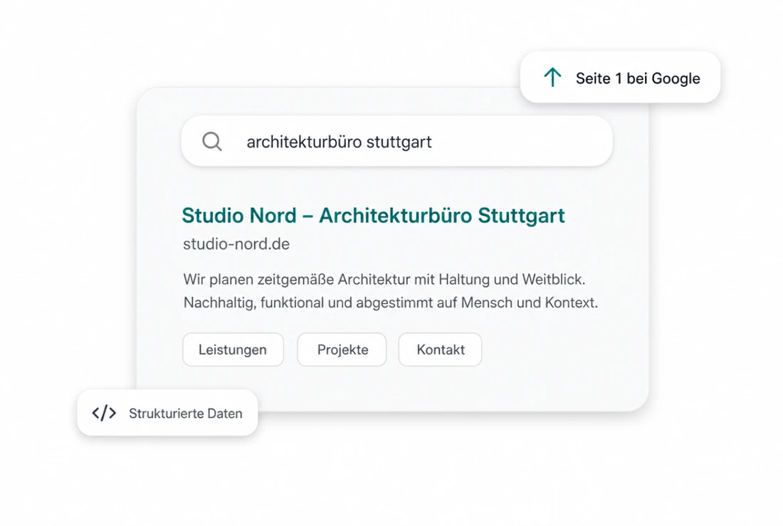 SEO-Grundlagen einer Website mit Meta-Struktur und lokaler Optimierung