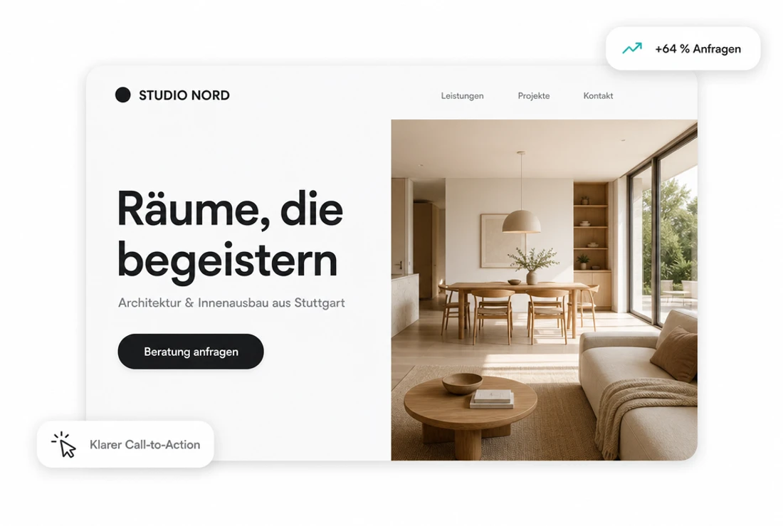 Individuelles Webdesign-Konzept mit Wireframes und UI-Entwürfen für ein Unternehmen aus Backnang