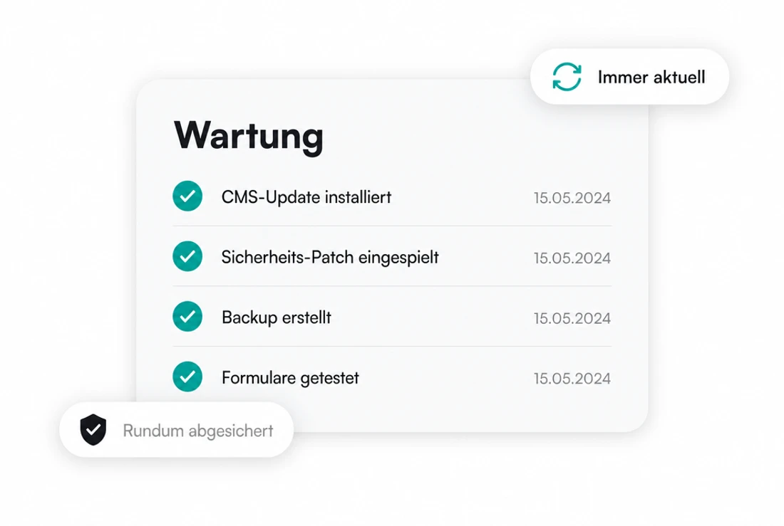 Wartungs-Dashboard mit Updates, Backups und Uptime-Monitoring